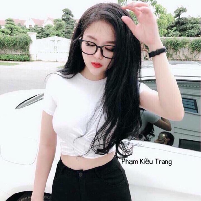 Áo kiểu dáng ngắn xoắn bụng, Áo thun croptop ngắn tay form ôm AK302 - NhiNhi Shop