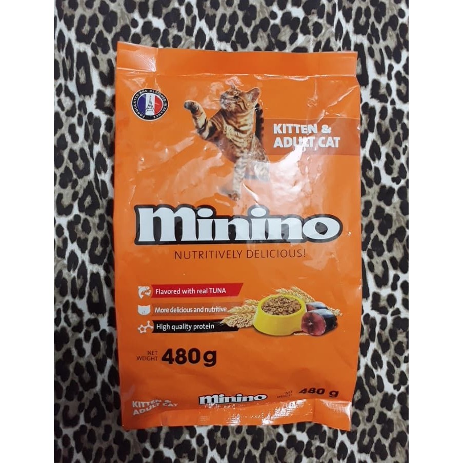 [Mã 55FMCGSALE1 giảm 10% tối đa 40K đơn 250K] Thức ăn hạt cho mèo Minino Tuna Flavored 480 gr