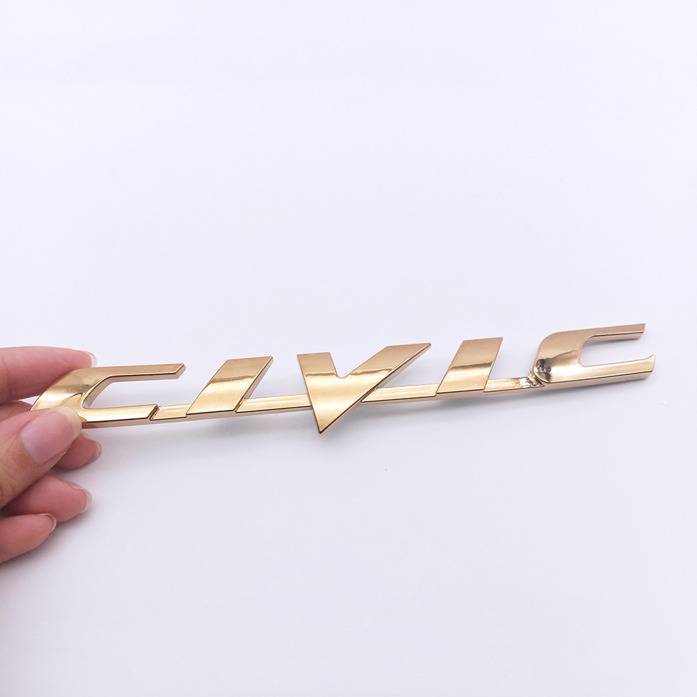 1 Huy Hiệu Chữ Civic Màu Vàng Cho Xe Hơi