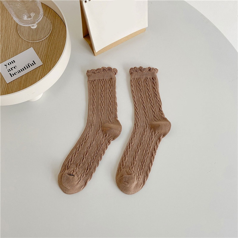 XIXI Vớ cotton dệt kim cổ thấp màu sắc ngọt ngào phong cách lolita thời trang thu đông cho nữ