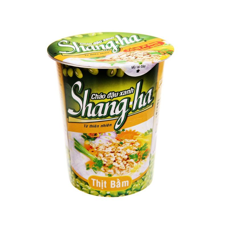 Freeship 01 Thùng Cháo Ly Shangha Đậu Xanh (24 ly × 50g) Hương Vị Thịt Bằm