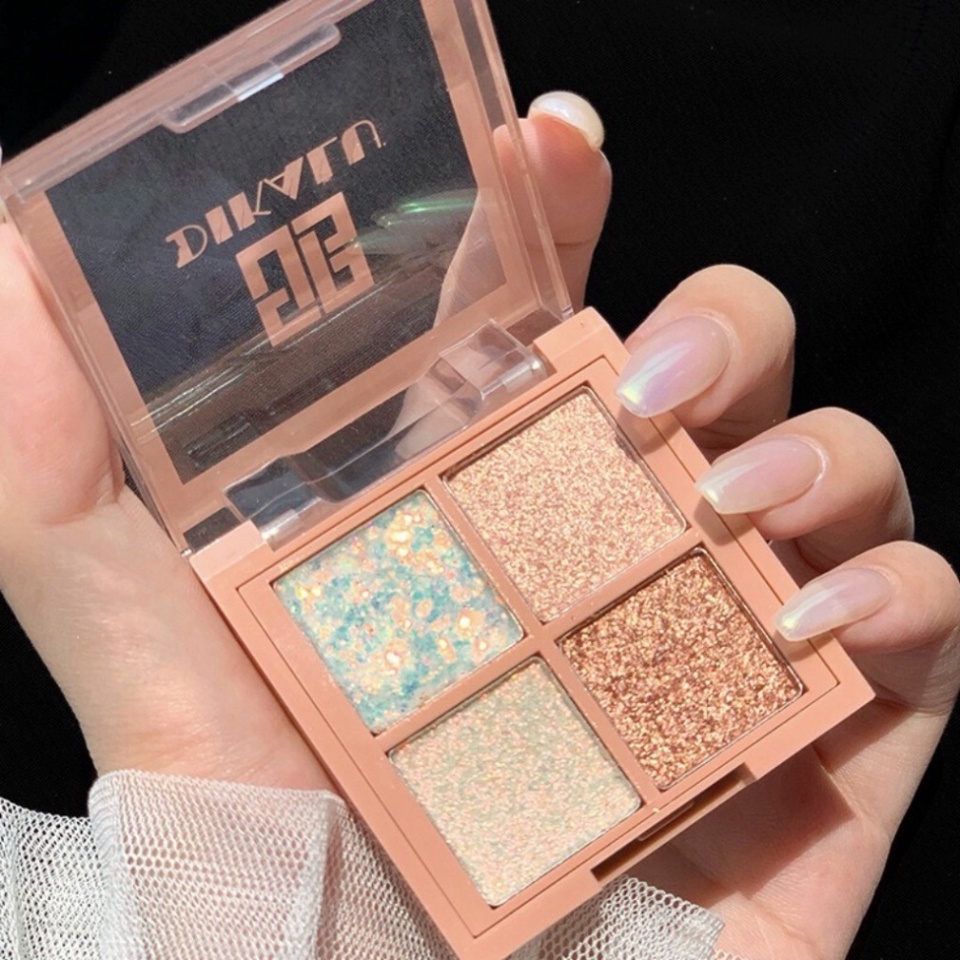 Phấn mắt ❤️𝑭𝒓𝒆𝒆𝒔𝒉𝒊𝒑❤️ Phấn mắt DIKALU 4 ô nhũ siêu mịn