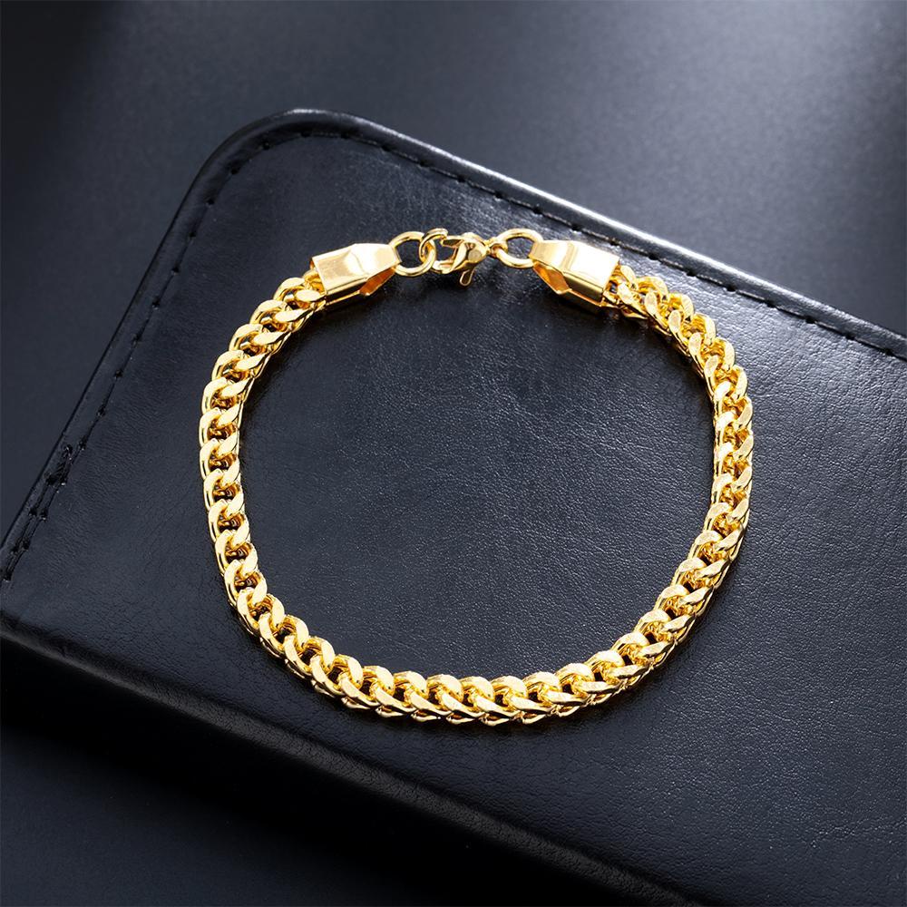 ROWANS Vòng Tay Chuỗi Xích Màu Đen / Bạc