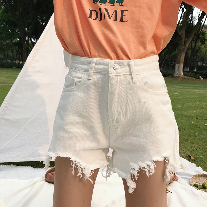 Quần Short Denim Lưng Cao Kiểu Retro Hàn Quốc Thời Trang Mùa Hè Cho Nữ