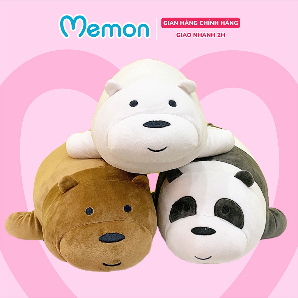 Gấu Bông Bộ Ba Chú Gấu We Bare Bears Nằm Cao Cấp Memon