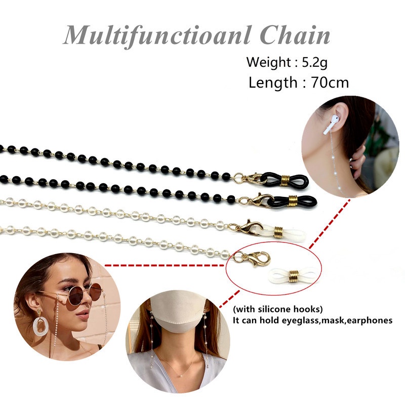 Dây Đeo Mắt Kính Đính Hạt Ngọc Trai Acrylic Thời Trang Cho Nữ