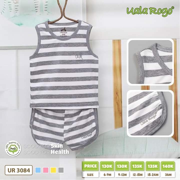 Bộ QA Ba Lỗ Họa Tiết Kẻ Ngang Vải Petit UR3084