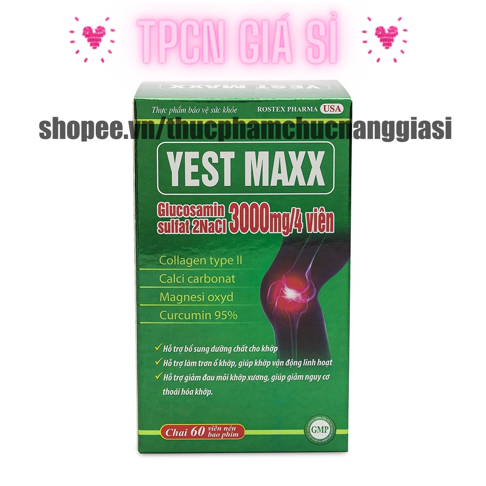 Viên uống bổ xương khớp YES MAX bổ sung glucosamin hỗ trợ giảm đau mỏi xương khớp – Hộp 60 viên
