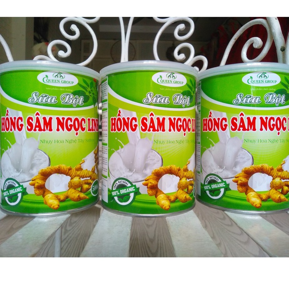(Combo 3hộp 500g)_ Sữa bột Hồng Sâm Ngọc Linh Nhụy Hoa Nghệ Tây Saffron, HSD T9/2024