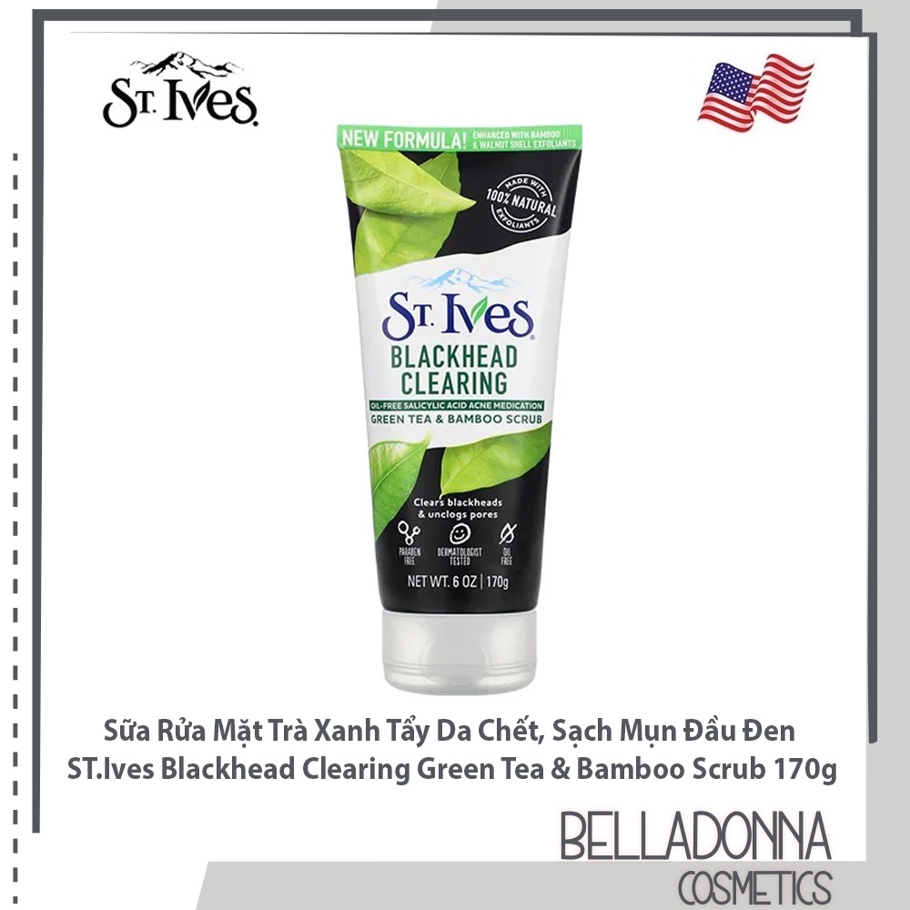 Sữa Rửa Mặt Tẩy Tế Bào Chết ST. Ives Blackhead Clearing Green Tea Scrub 170g