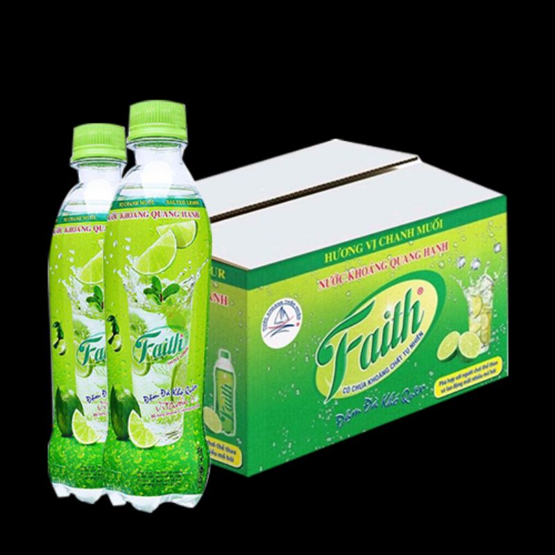Thùng 24 chai nước khoáng chanh muối Quang Hạnh Faith 355ml
