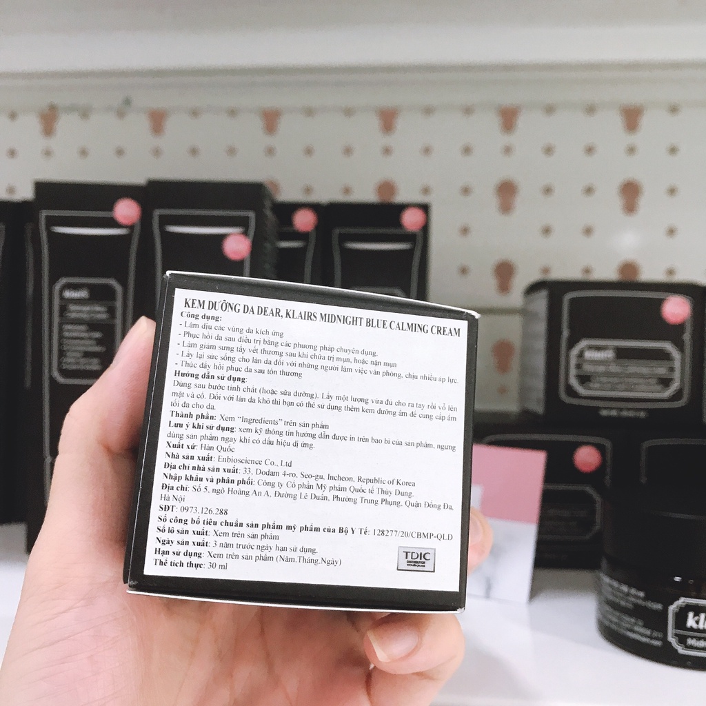 Kem Dưỡng Làm Dịu Và Phục Hồi Da Dear Klairs Midnight Blue Calming Cream