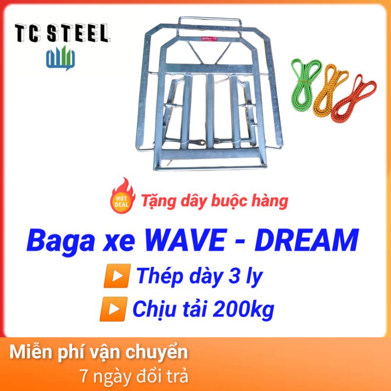 Baga xe WAVE - DREAM thép dày 3 ly - Giá xe máy dành cho Honda Wave - Dream