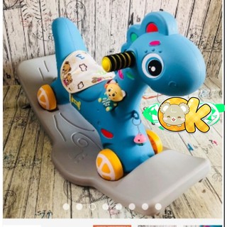 Ngựa bập bênh 2in1 có nhạc và đèn màu đèn