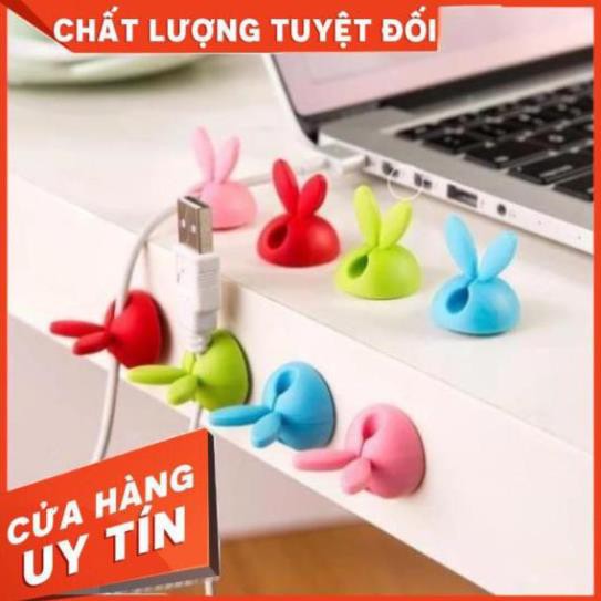 Combo 4 Kẹp Dây Điện Silicon Tai Thỏ con xinh xắn giữ dây cáp,dây điện,tai nghe điện thoại,laptop K136