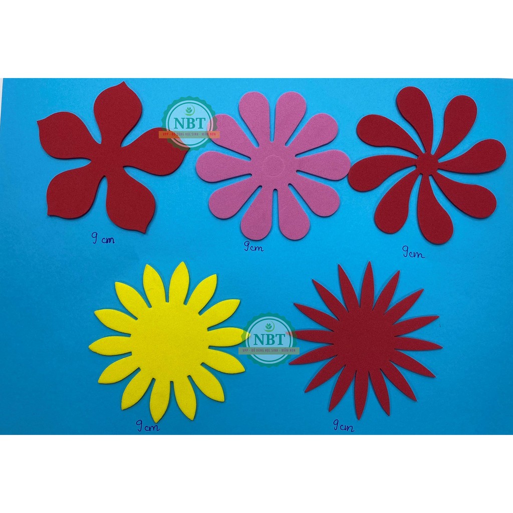 Hoa lá xốp dập sẵn hỗn hợp nhiều kích thước và mẫu mã - trang trí mầm non - Handmade