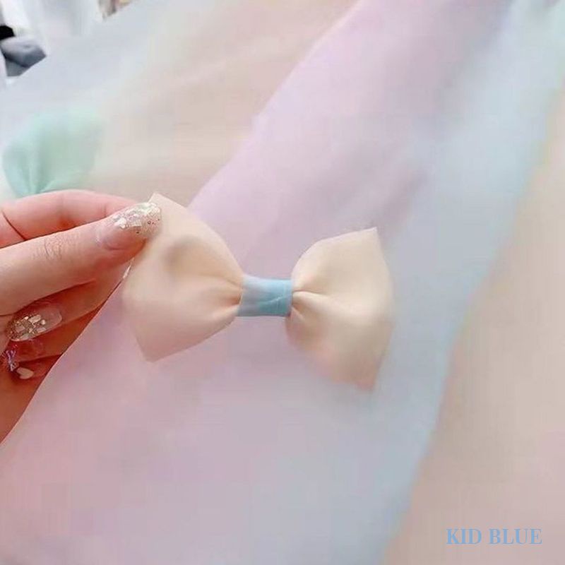 Đầm Công Chúa Lưới Đính Nơ Màu Sắc Kẹo Ngọt Cho Bé Gái