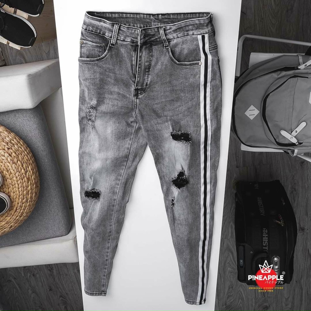 quần jean nam sám viền rách có size đại nha khách