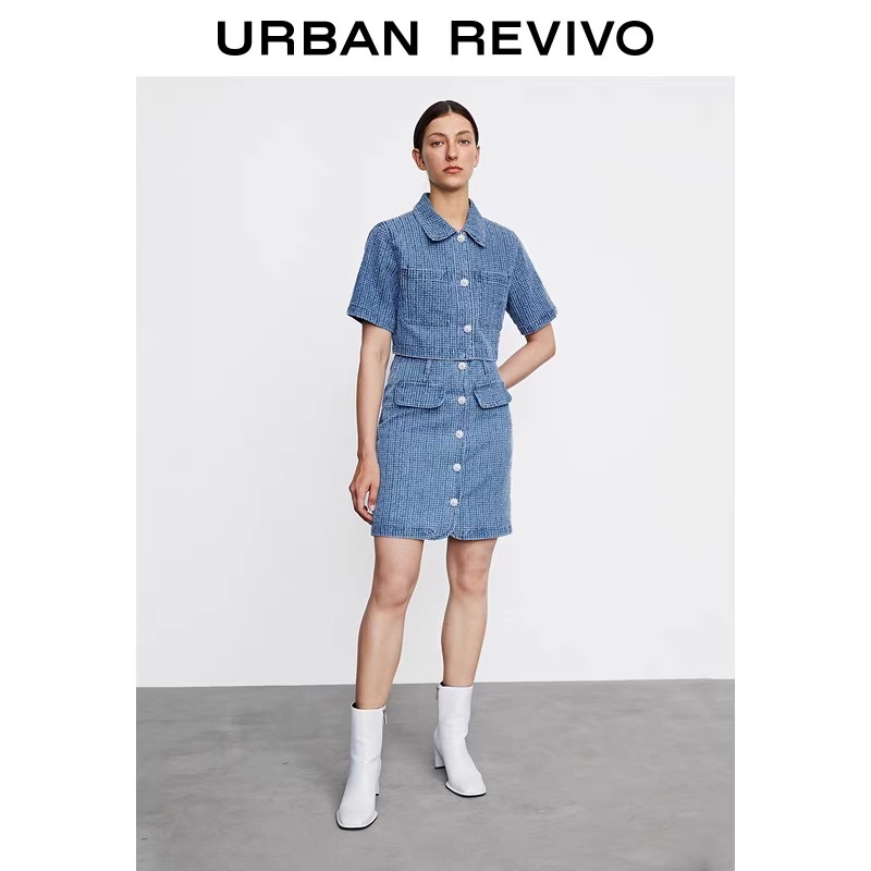 Chân váy dạ xanh Urban Revivo