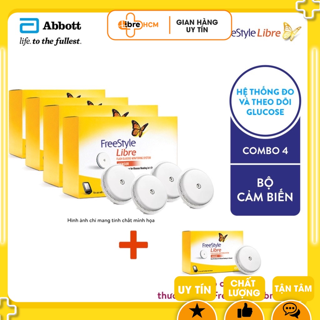 Combo 5 Bộ cảm biến đo đường huyết liên tục FreeStyle Libre chính hãng Abbott (Tặng kèm miếng dán)