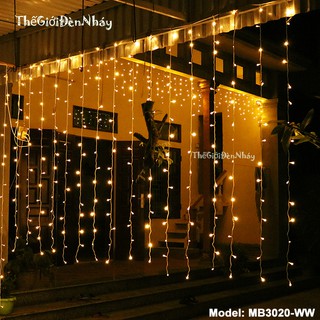 Đèn Mành Rèm 3 m*2m Dây điện màu Trắng - Không chớp nháy  - Thế Giới Đèn Nháy