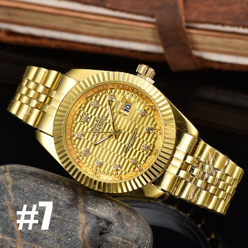 Đồng Hồ Quartz Nam Hiển Thị Ngày Dây Thép Sang Trọng