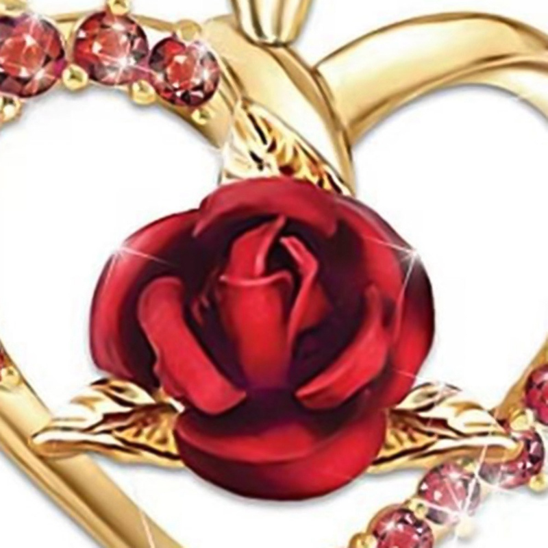 vòng cổ Mạ Vàng 18k Mặt Trái Tim Đính Đá Ruby Hồng