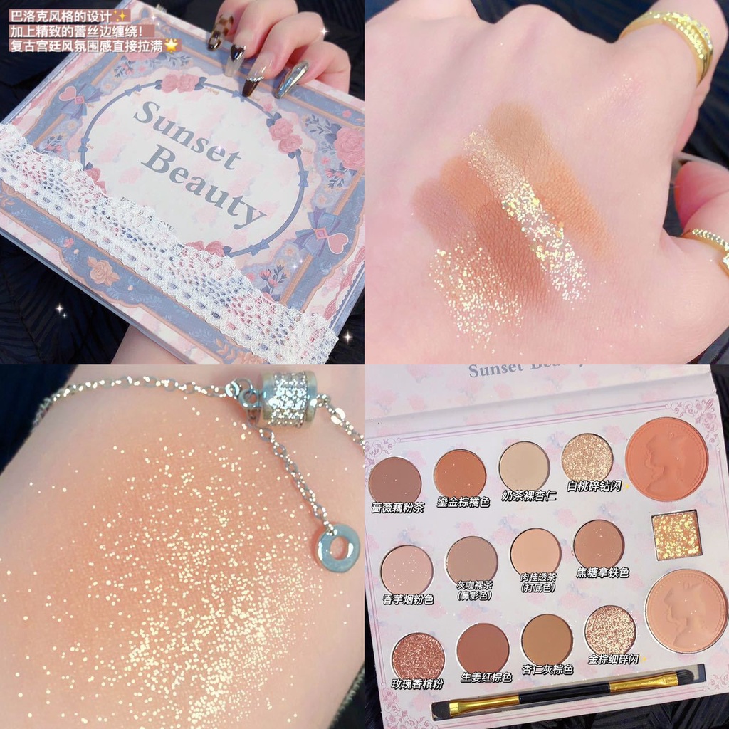 Phấn mắt 15 ô Sunset Beauty nội địa trung