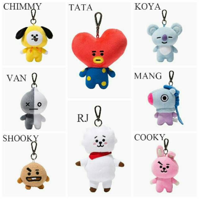 Móc khóa gấu bông BT21, bag charm, face keyring có sẵn