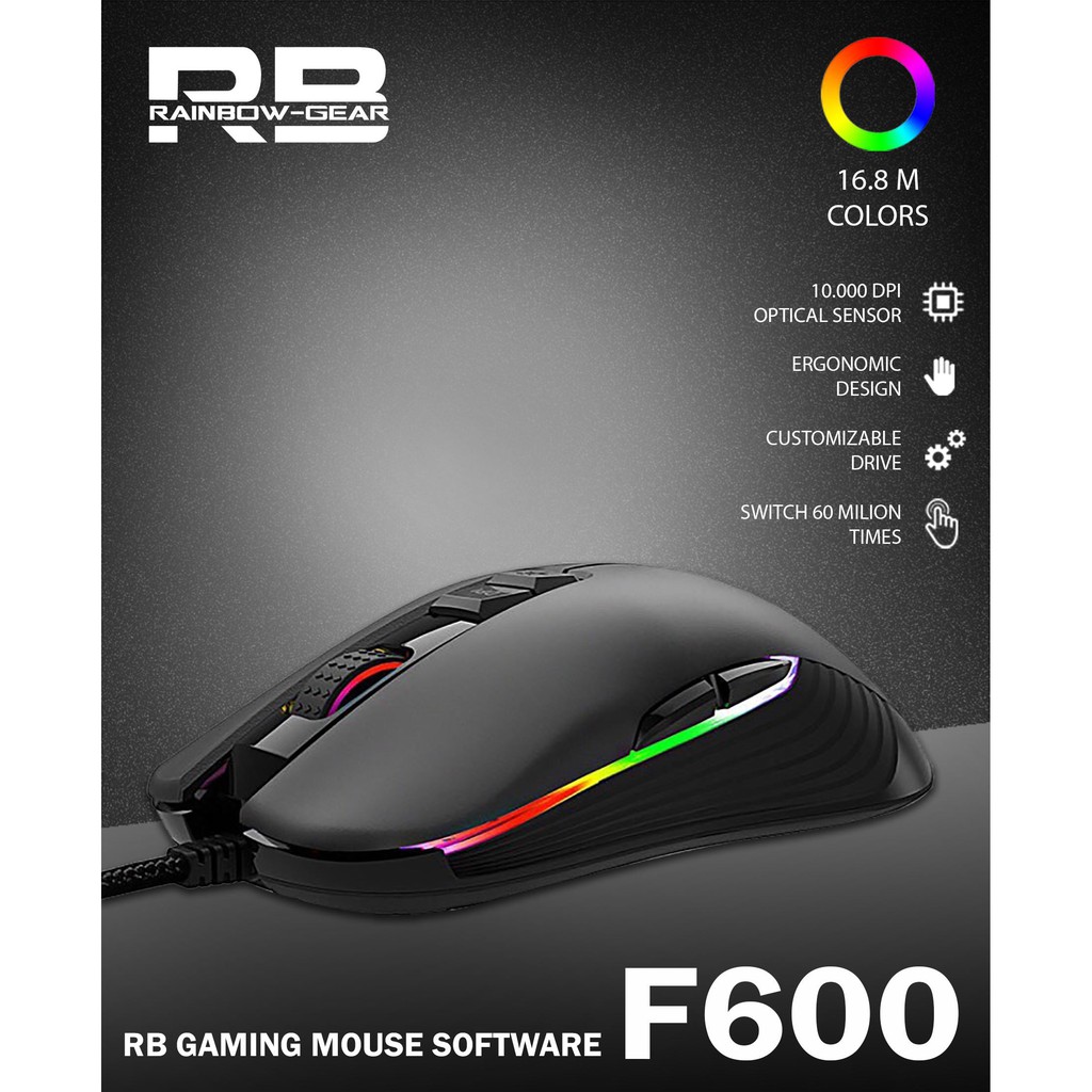Mouse RAINBOW-GEAR F600 USB Led RGB Gaming