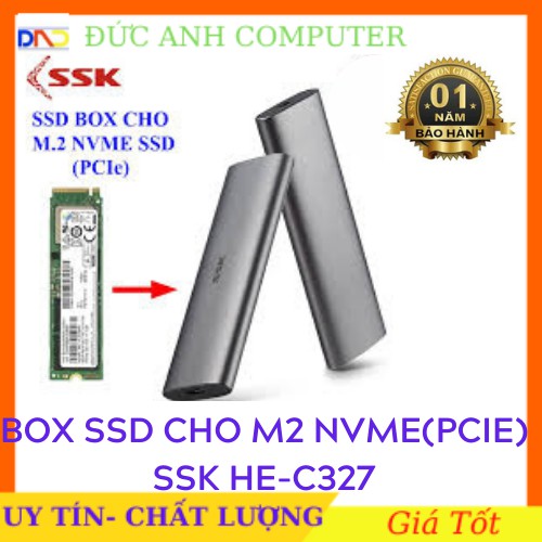 SSD Box chuyển M.2 NVMe SSD PCIe sang ổ cứng di động - SSK HE-C327 chuẩn Type-C và USB 3.0