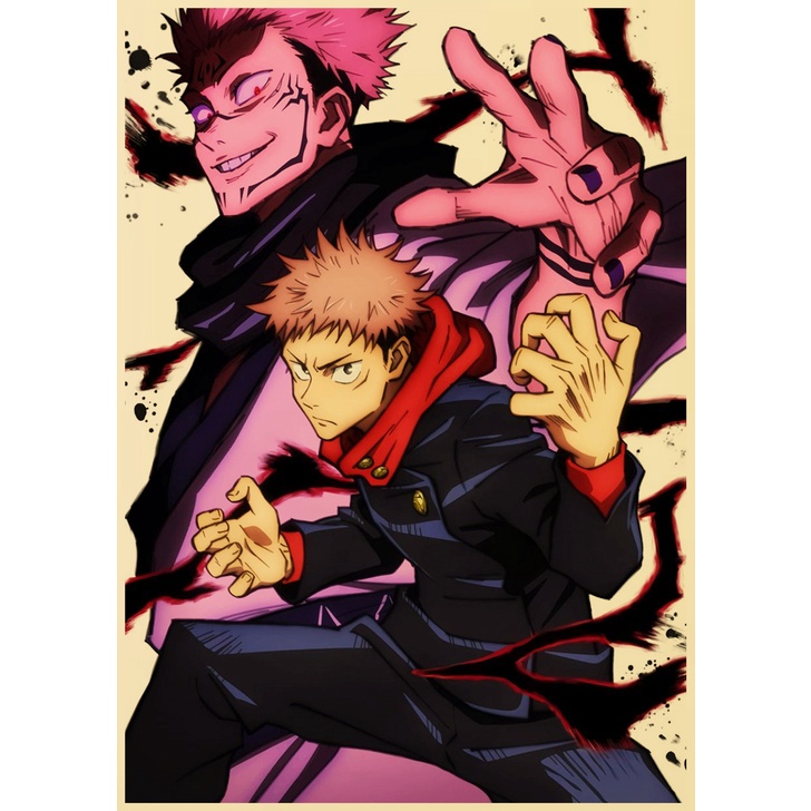 Poster Giấy kraft Treo Tường Trang Trí In Hình Nhân Vật anime Nhật Bản jujutsu kaisen
