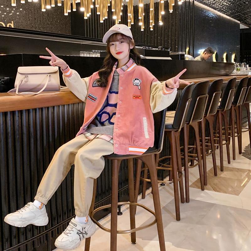 Áo khoác bóng chày phong cách phương Tây thời trang mùa thu 2021 size lớn cho bé gái