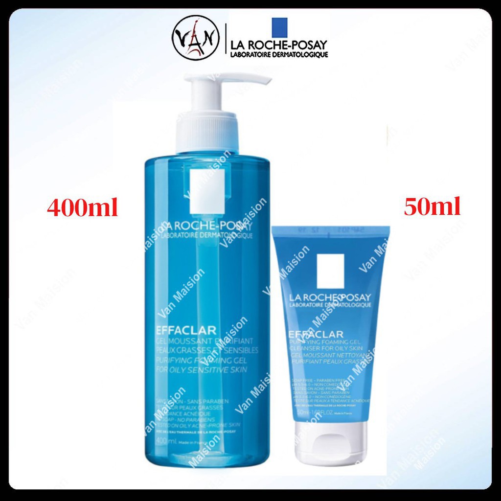 [ La Roche Posay ] Sữa rửa mặt kiểm soát dầu nhờn la roche-posay effaclar gel 50ml &amp; 400ml