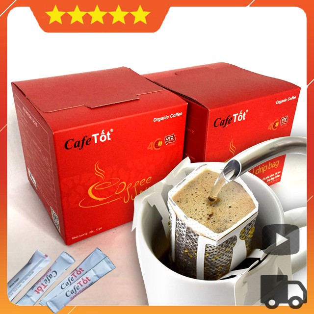 [10 gói x 16 gram] Cà Phê Túi Lọc CafeTot (Cafe Tốt) Phin Giấy Rang Xay 100% Rang Mộc Nguyên Chất Không Phụ Gia