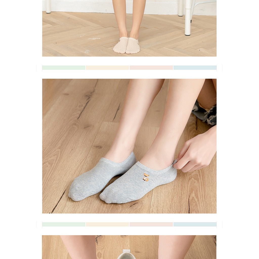 Hộp 7 đôi tất xuồng nữ ngắn cổ, gót silicon chống tuột Caramella