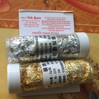 1 lọ lá vàng lá bạc loại 2g trang trí bánh kem