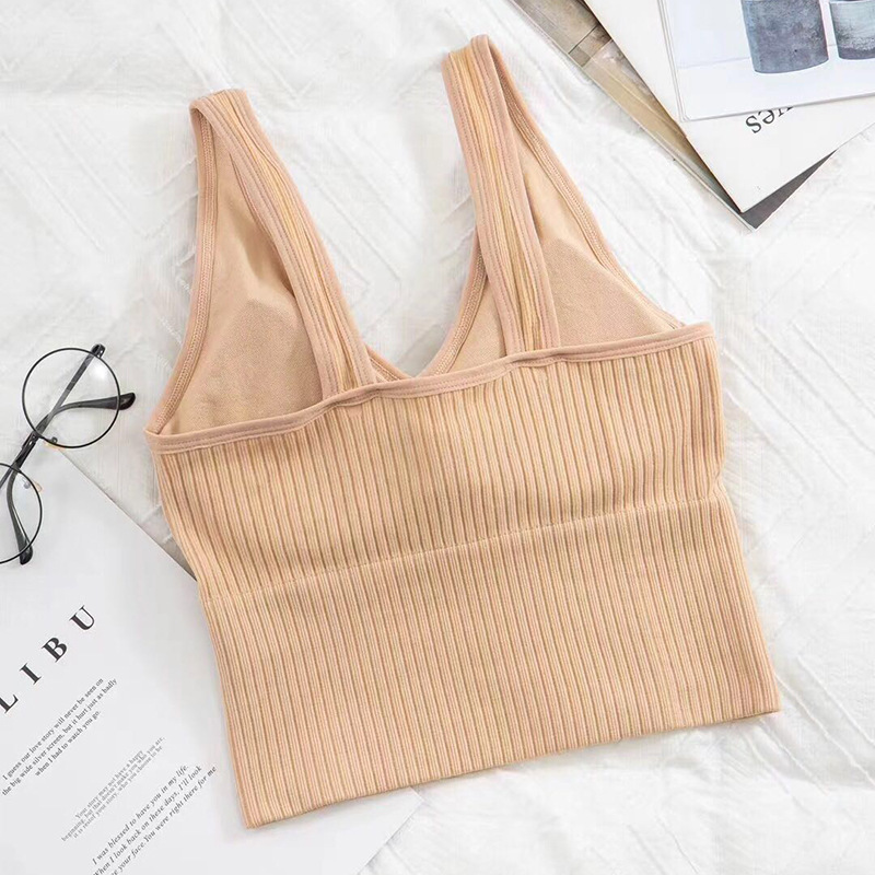 Áo Ngực Thể Thao Không Gọng Không Đường May Họa Tiết Kẻ Sọc Co Giãn Thời Trang 19881