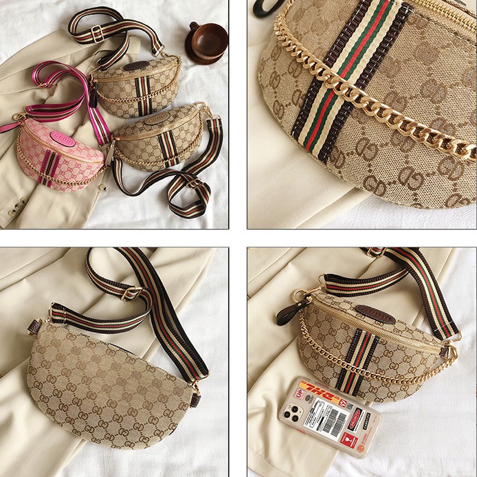 Túi Đeo Chéo Ngực In Chữ Phối Dây Xích Thời Trang Hàn Quốc Cao Cấp Chất Lượng | BigBuy360 - bigbuy360.vn