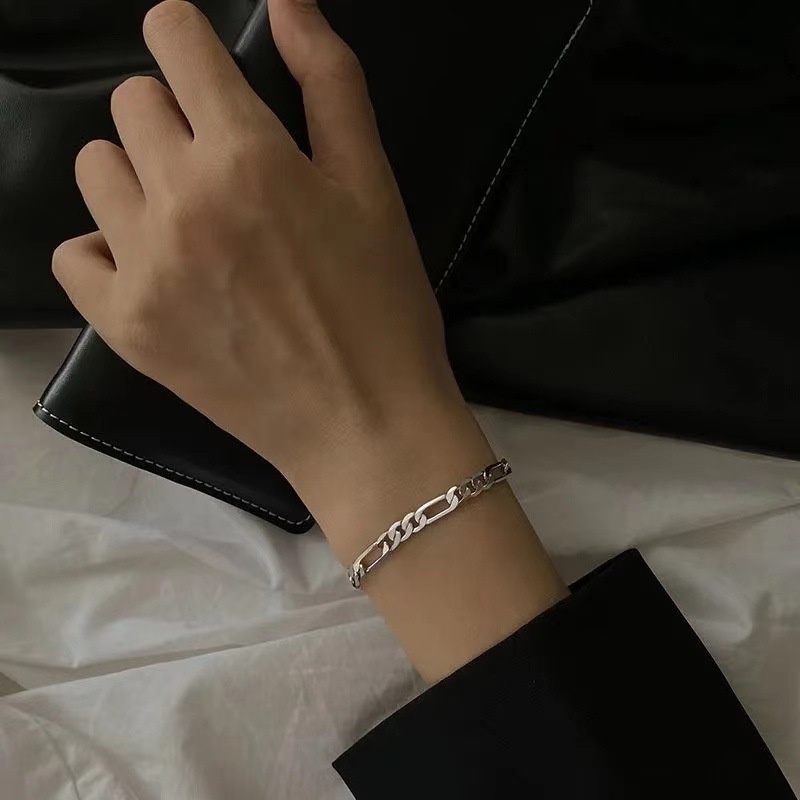 Vòng Tay Thép Titan Phối Dây Xích Phong Cách Âu Mỹ Thời Trang Cho Nam Và Nữ