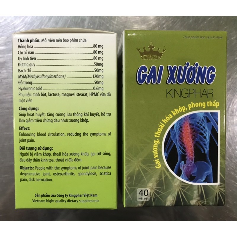 GAI XƯƠNG  Kingphar Hộp 40 viên- giúp hoạt huyết, tăng cường lưu thông khí huyết, hỗ trợ làm giảm triệu chứng đau nhức