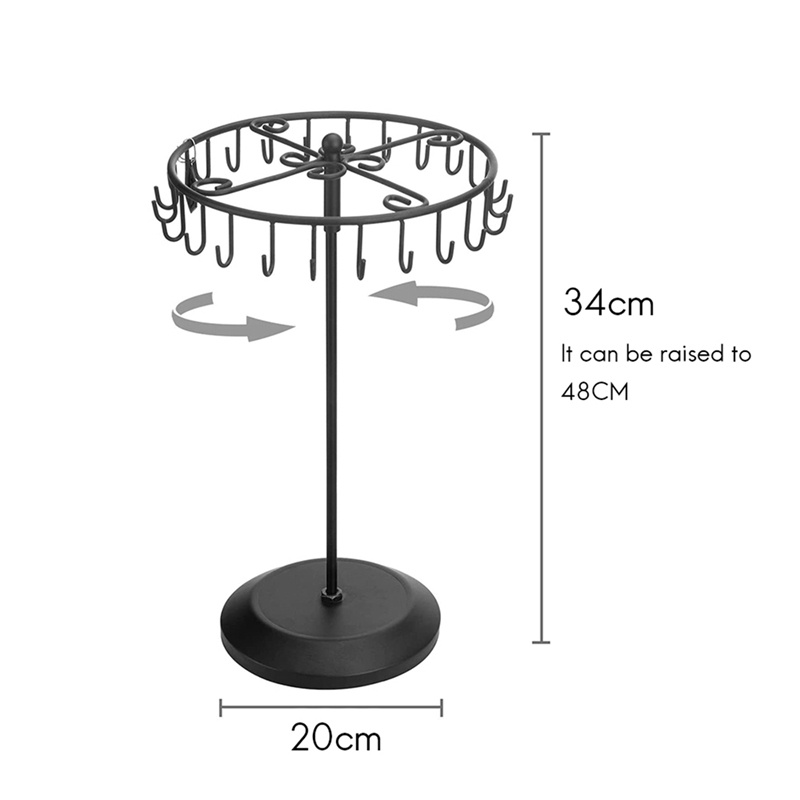 Giá Kim Loại Màu Đen 13.3 Inch Dạng Xoay Dùng Để Đựng Trang Sức / Vòng Cổ /