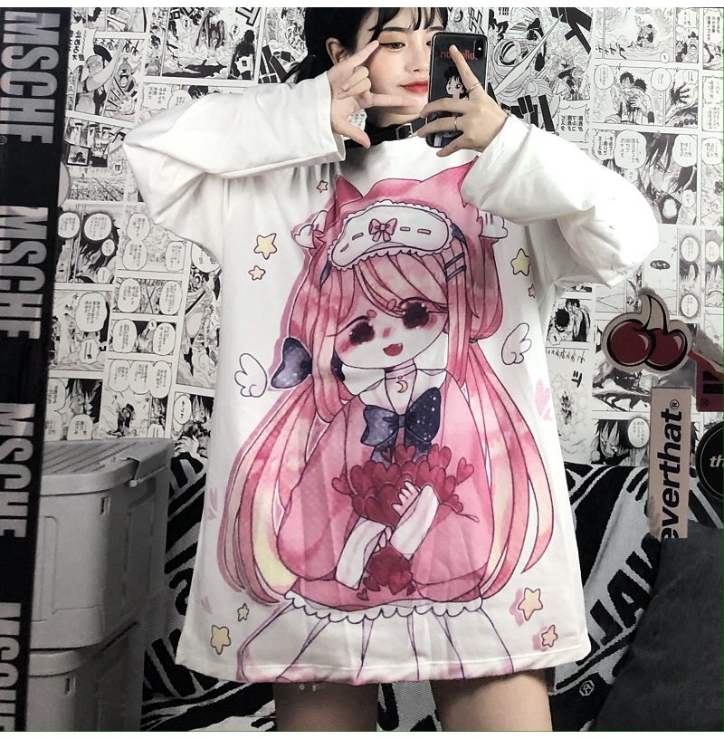 Áo Thun Dài Tay Mềm Mại In Họa Tiết Anime Xinh Xắn | BigBuy360 - bigbuy360.vn