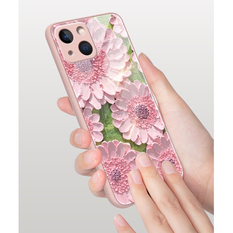 Ốp Điện Thoại Mặt Kính Cường Lực Họa Tiết Nghệ Thuật Cho iphone 13 pro max 11 12 mini 6 6s 7 plus X XR XS max 8