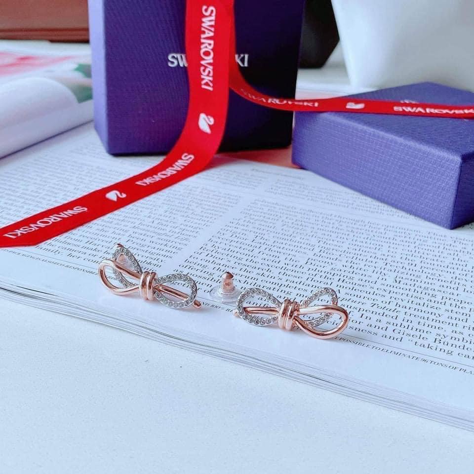 Set nơ rose gold tiểu thư Swarovski