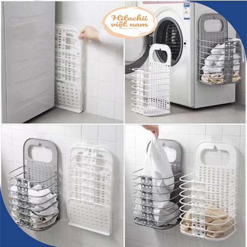 Giỏ đựng đồ treo tường gấp gọn thông minh tiện lợi, Giỏ đựng quần áo đồ dùng treo tường gấp gọn thông minh đa năng