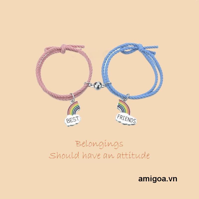 ✨✨Bộ 2 vòng đeo tay co giãn màu cầu vồng cho cặp đôi/bạn thân