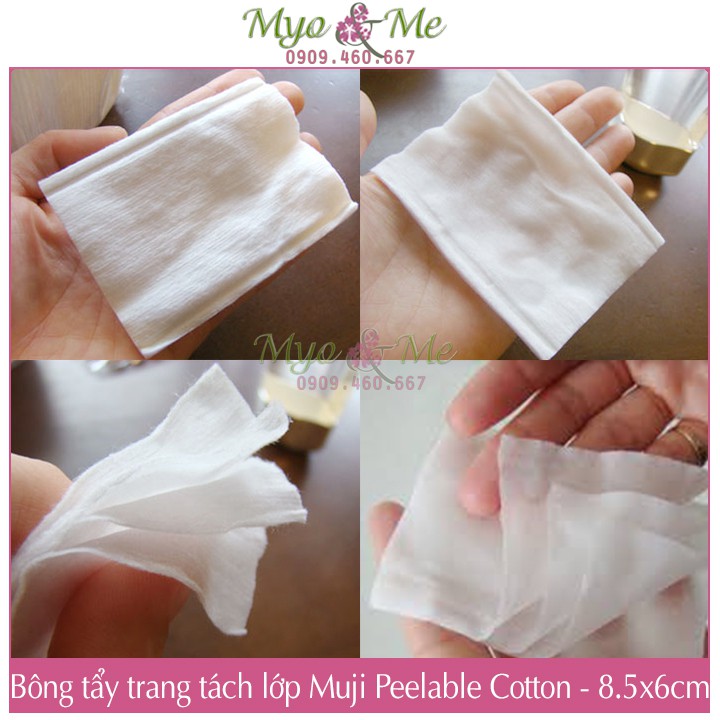 Bông tẩy trang Muji tách lớp Nhật Bản - Muji Peelable Cotton 85x60mm tách được 4 lớp