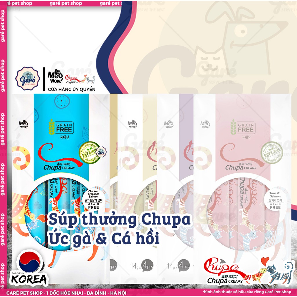 14gr - Súp thưởng Chupa Grain Free Hàn Quốc nhiều vị dành cho Mèo