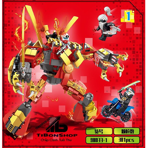 Bộ Lego Xếp Hình Ninjago Super Robot ( Người Sắt ) 98033. Gồm 381 chi tiết. Lego Ninjago Lắp Ráp Đồ Chơi Cho Bé.